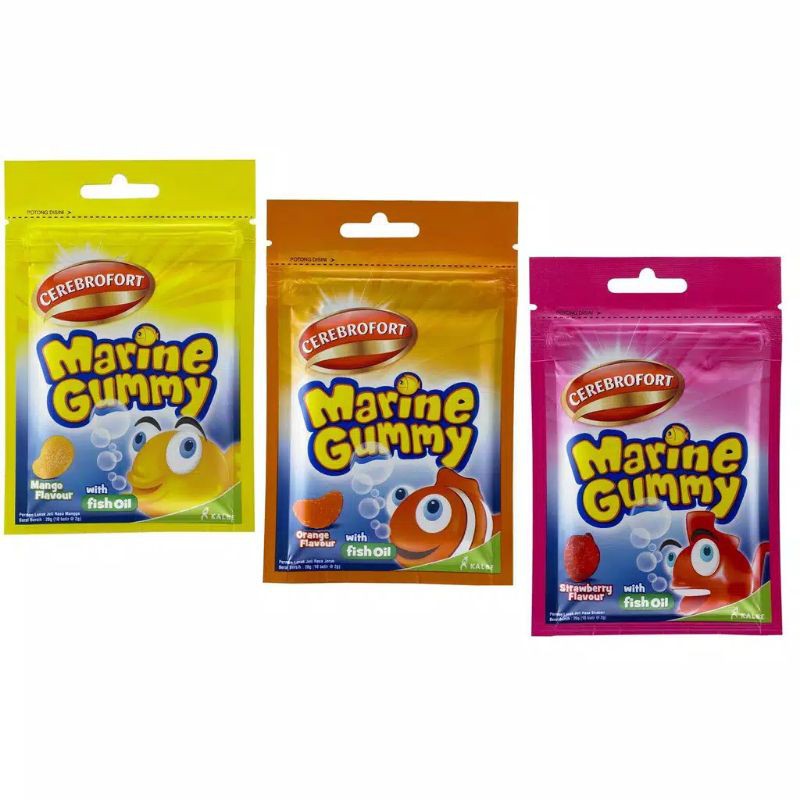 cerebrofort marine gummy anggur jeruk strawberry fruitty vitamin anak