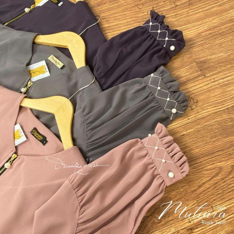 MUTIARA SET DAMAIRA HIJAB (Free Cadar) / GAMIS SET MUTIARA BY DAMAIRA / GAMIS SET ROSE TWILL / GAMIS