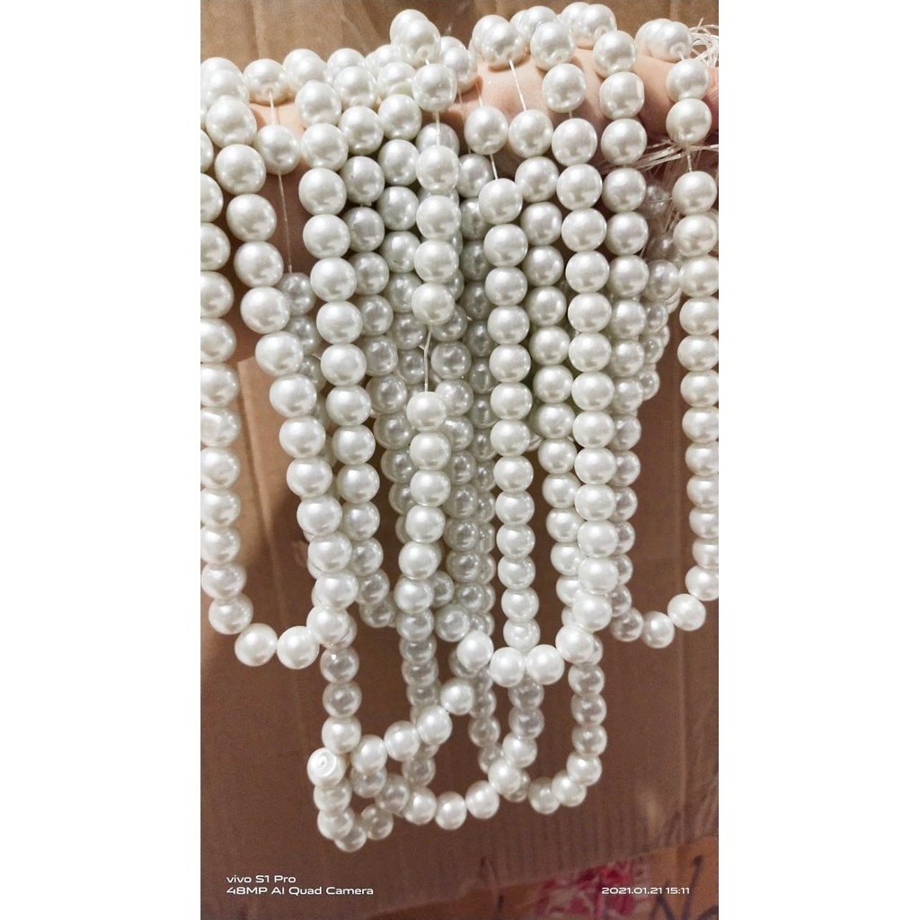 Mutiara Sintetis  berat 4mm - Mutiara isi -+200 per string - Mutiara Mote4MM-6mm-8MM-12MM - Mote - Payet