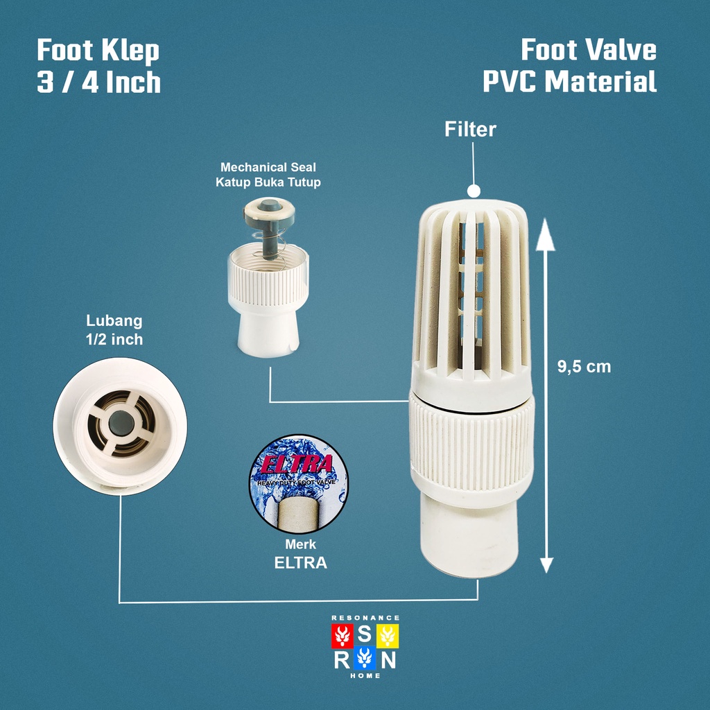 Foot Klep / Foot Valve Jumbo Ukuran 3/4 Inch Resonance Home