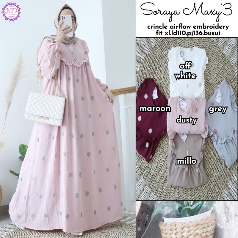 SORAYA MAXY GAMIS BUSUI BAHAN CRINCLE ORIGINAL PRODUK BY N&amp;D