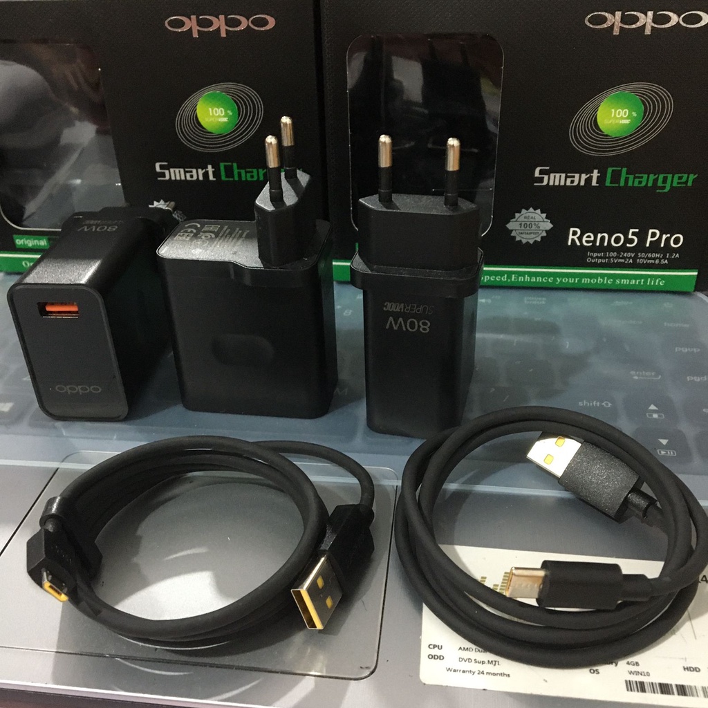 Charger 80W / travel charger Oppo 80W / casan Oppo 80 hitam pengisian daya cepat mirco dan tipe c / charger Oppo find X5 80 wat