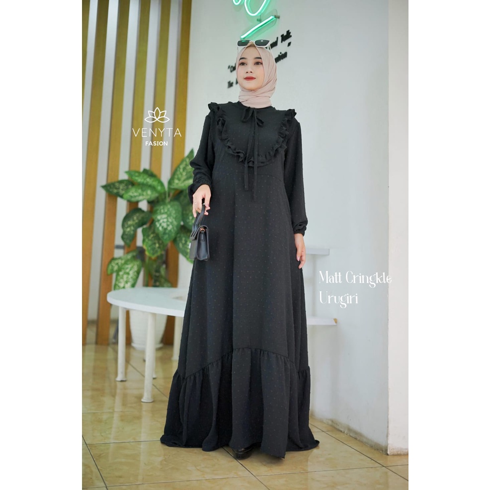 DIANTI DRESS CRINCLE RUBI ORI VENYTA LEBARAN SERIES PUTIH HITAM PASTEL