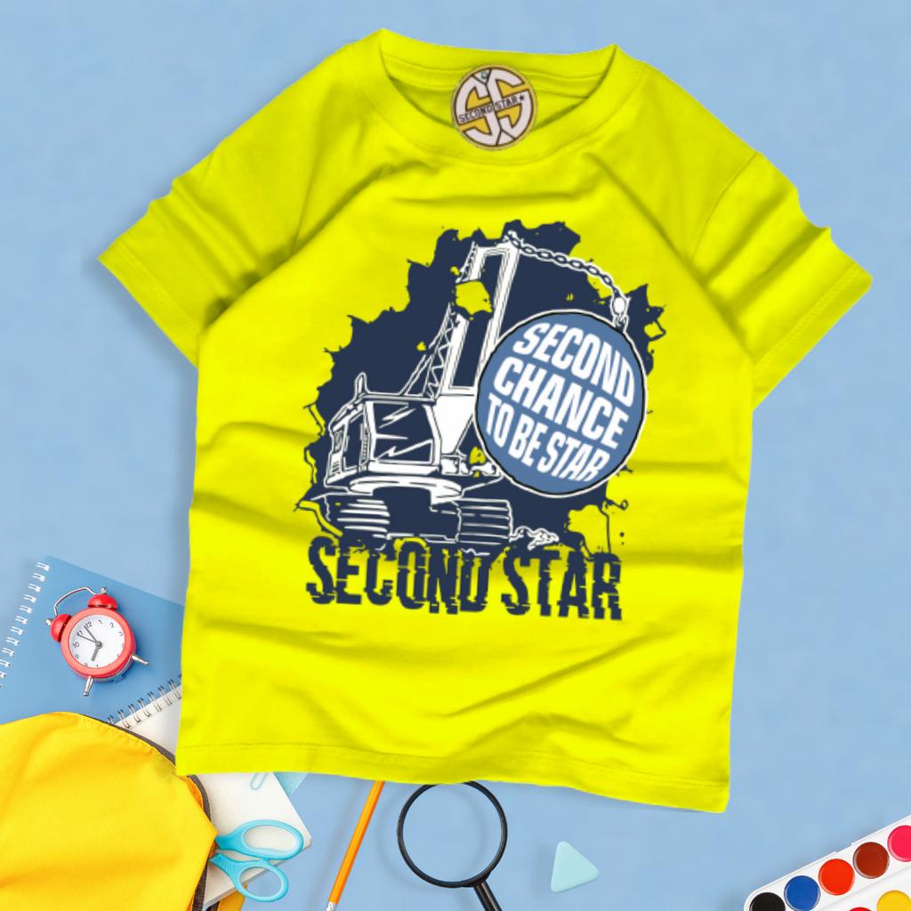 Secondstar baju anak Laki-laki Kaos oblong 1 - 12 tahun warna Kuning Excavator