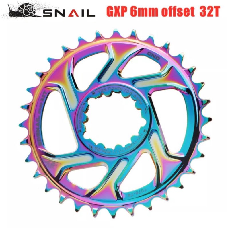 Snail Chainring 32T GXP Chain Ring Arm Crank GXP Direct Mount Rainbow