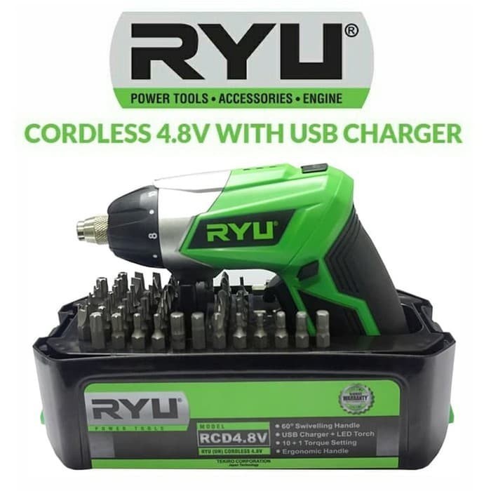 RYU RCD 4.8V Cordless Screwdriver RCD 4.8V - Bor Obeng Listrik Mini