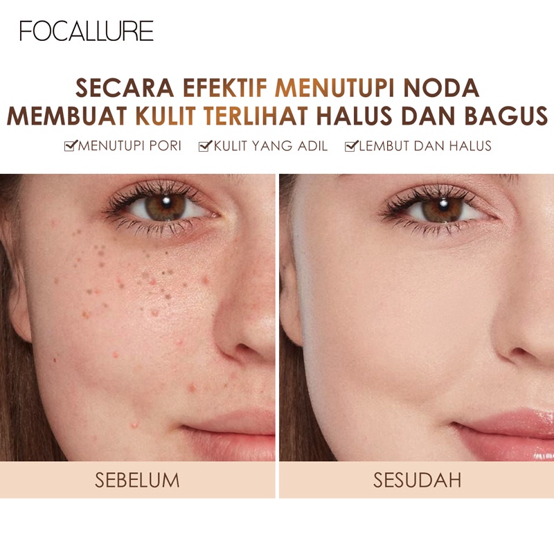 FOCALLURE Matte BB Cushion Foundation  Natural Plant Skin Nourish Moisturizing-Tahan Lama 24 Jam