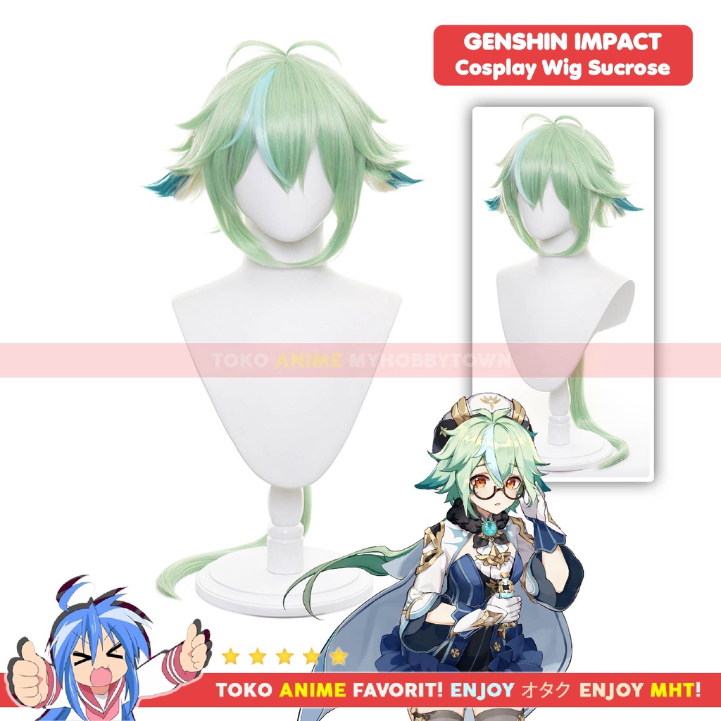 Wig Cosplay Anime Game Genshin Impact : Sucrose - Rambut Palsu