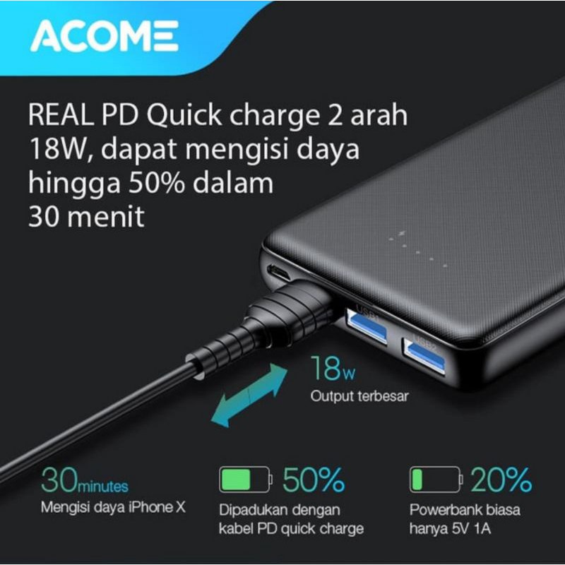 PowerBank 10000 Mah acome 2 input 3