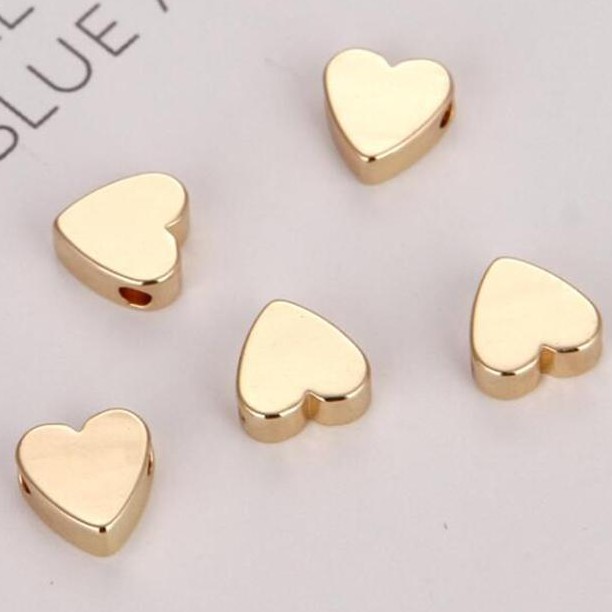 1Pcs Golden Peach Heart-Shaped Spacer Beads Loose Bead