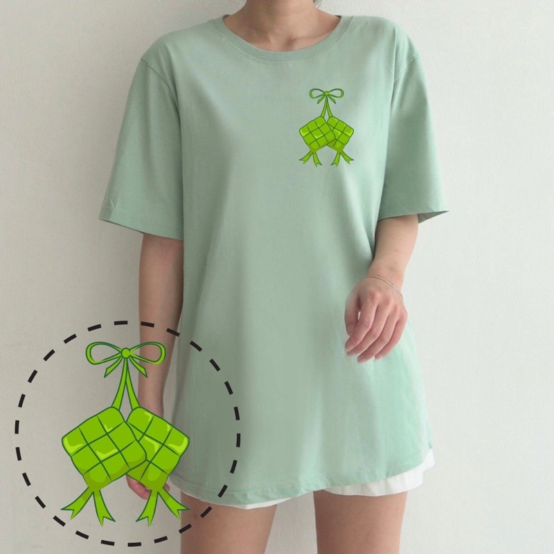 KAOS LEBARAN PENTOL L01 KETUPAT EID MUBARAK IDUL FITRI GAMBAR LUCU COUPLE COTTON COMBED GROSIR MURAH