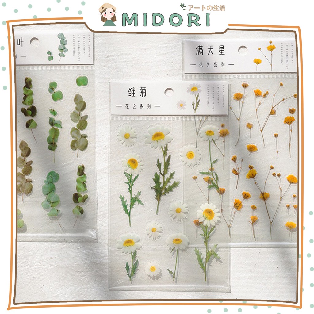 

[MIDORI] Stiker PET FLOWER Sticker Decor Planner DIY Scrapbook Bunga Stiker Dekor - B0005