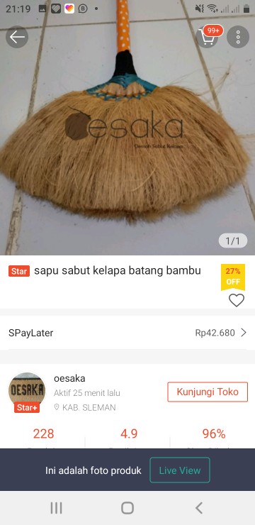 Sapu Sabut Kelapa Batang Bambu