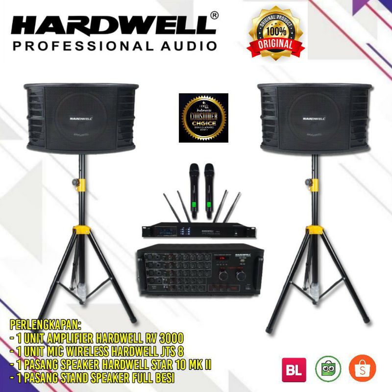 Paket Karaoke Hardwell Original Speaker 10 inch Ampli bluetooth Cafe Rumah Resto Kantor