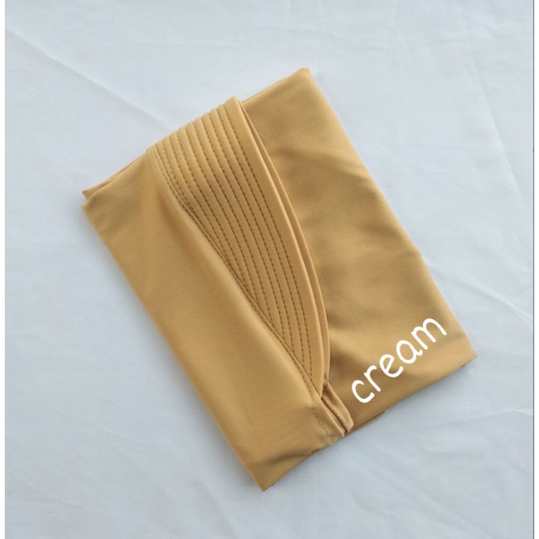 Hijab Bergo Spandek Jersey Menutup Dada/Hijab Instan Bergo Hamidah/Hijab Sport-Cream