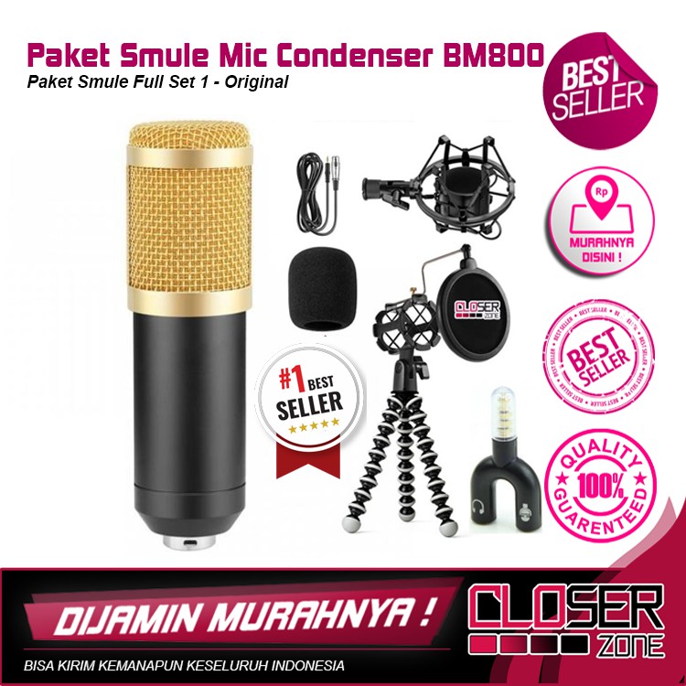 Paket recording smule mic condenser BM800 bm 800 bm-800 Original TAFFWARE Full Set smule bigo