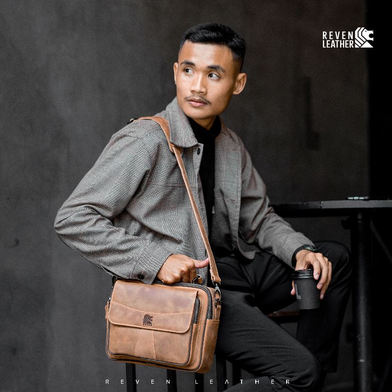 Tas selempang pria kulit asli crazy horse premium tas tenteng hand bag laki laki branded keren awet 