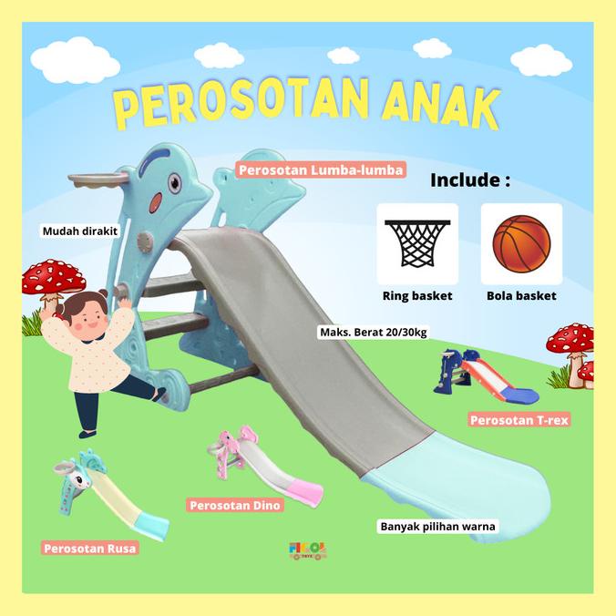 mainan perosotan anak dino VRT270 Perosotan dino