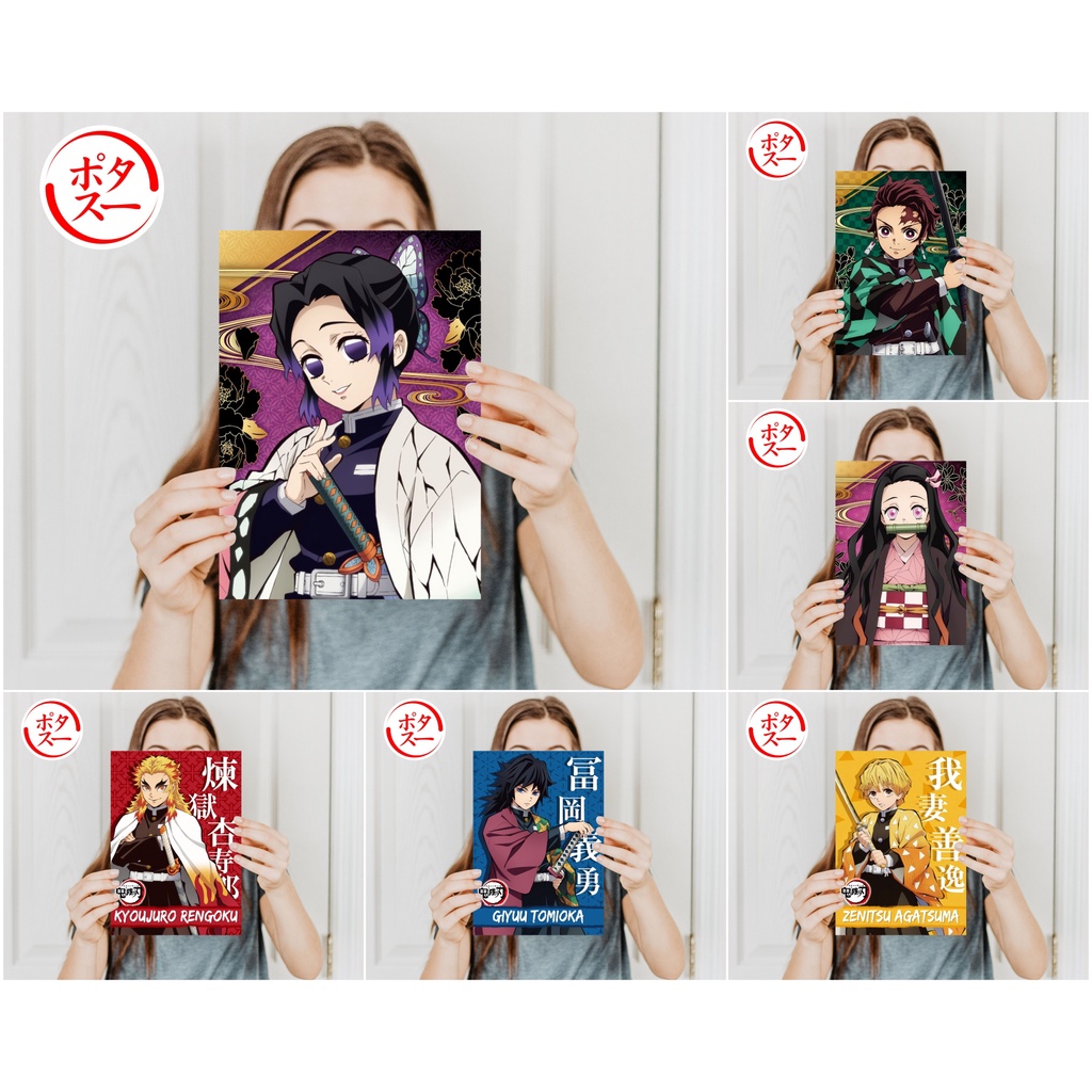 Koleksi Poster Anime Kimetsu no Yaiba / Demon Slayer A - Tanjirou Nezuko Zenitsu Inosuke Giyuu Shinobu Rengoku - Size A4+