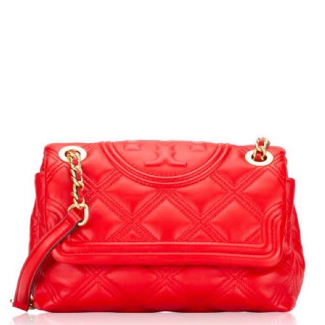 sale deff tory burch tb fleming soft small brilliant red