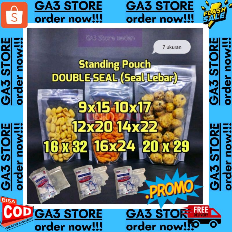 [MEDAN] Plastik Standing Pouch [ Seal Lebar / Double Seal ] BluTop Min order 10 pcs/lmbr