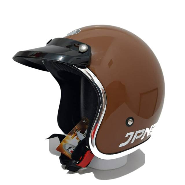 Helm JPN Coklat Glossy List Chrom