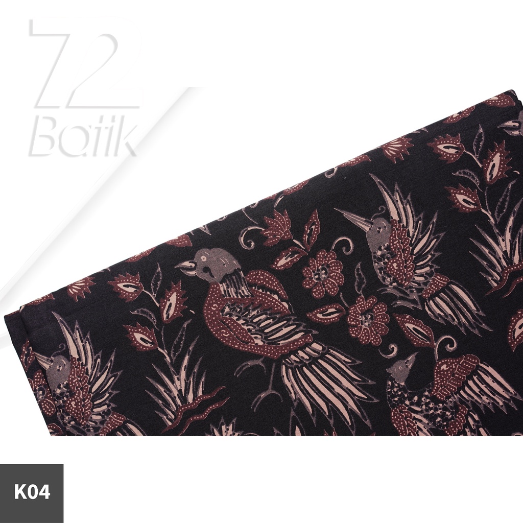 KAIN BATIK PREMIUM Bahan Katun Motif Burung Taman Warna Hitam 721596 Cap 72 Jarik Jarit Samping Kebat Panjang Batik Katun Modern Premium Bahan Seragam Batik Pernikahan Kantor Keluarga Murah Kamen Jadi Batik Bali Lembaran