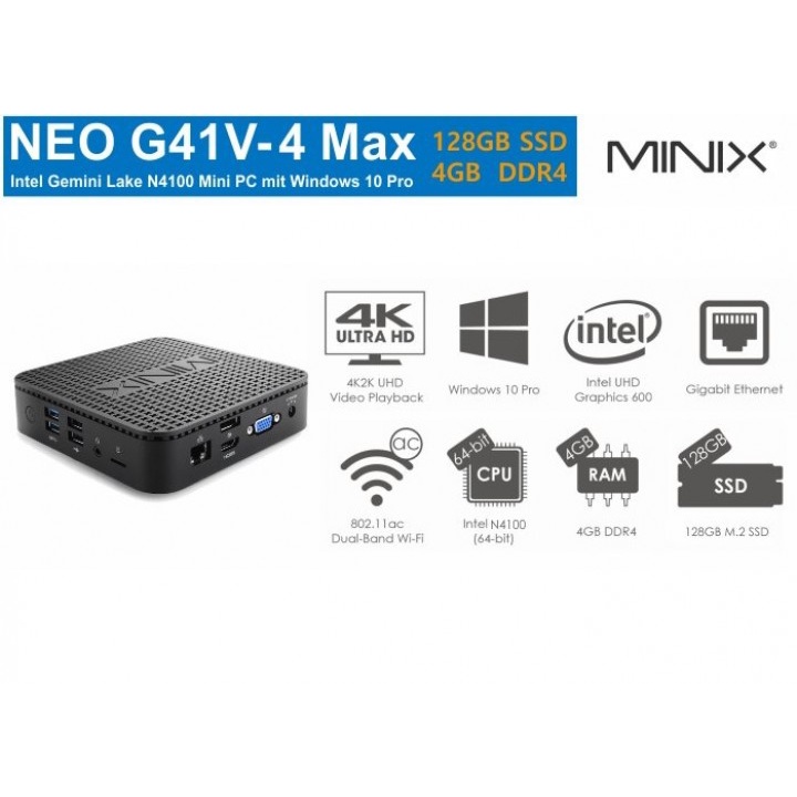 69 MINIX NEO G41V-4 MAX Mini PC - Intel N4100 RAM 4GB ROM 128GB Win 10