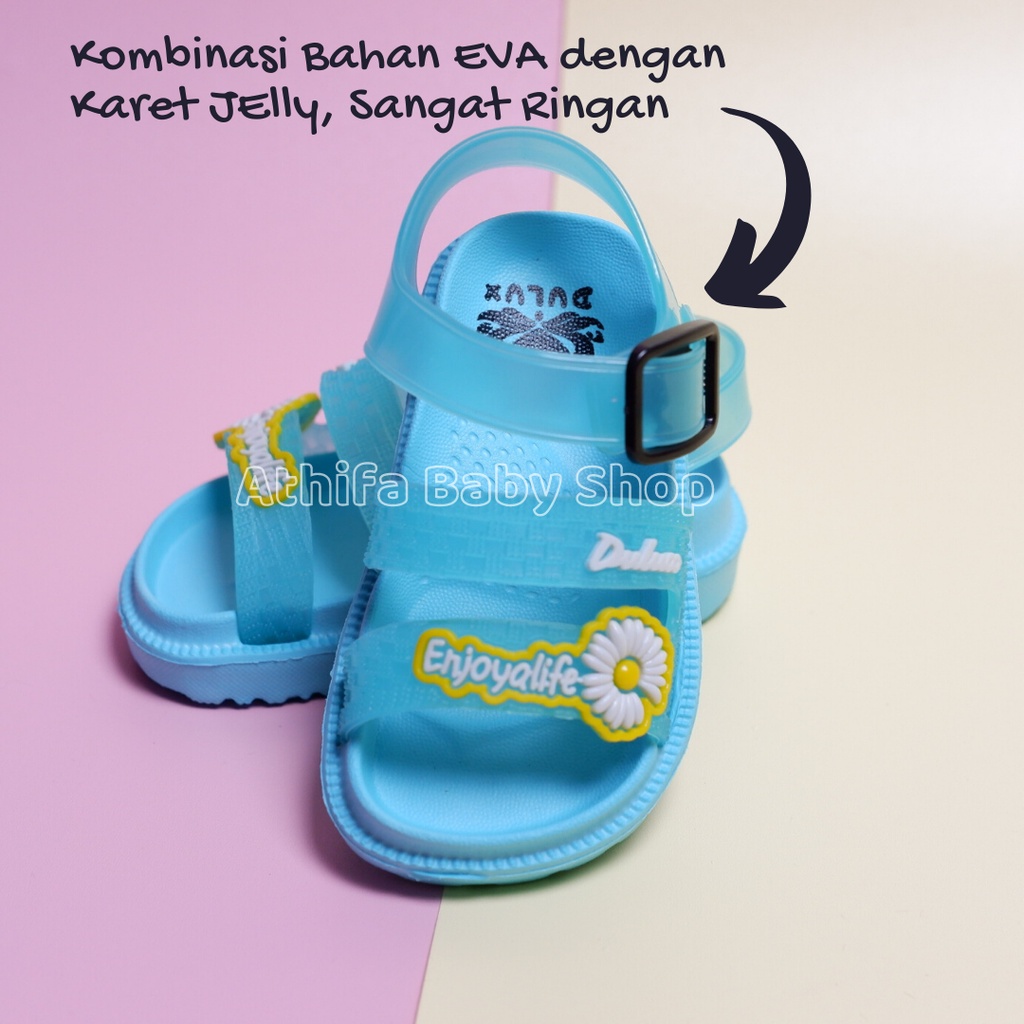 Sepatu Sandal Anak Perempuan Bayi Balita Usia 6 7 8 9 10 11 Bulan 1 2 3 Tahun Size 19 20 21 22 23 24 Sendal Gunung Karet Cewek Sepatu Sandal Prewalker Karet Phylon Ringan -Dulux 323e-