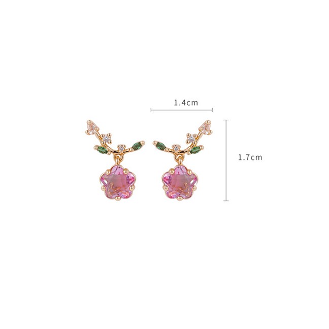 LRC Anting Tusuk Fashion Copper Inlaid Zircon Gradient Flower Resin Earrings K70243