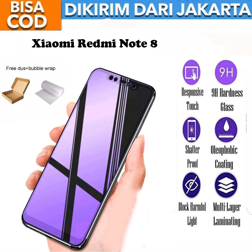 Tempered Glass Xiaomi Redmi Note 8 Matte Blue Light Anti Gores Full Screen Full Cover Protector