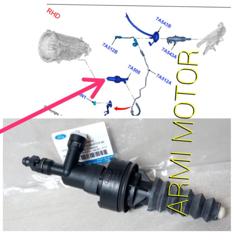 Master Kopling Bawah Ford Ranger 2.2 cc Mazda BT50 Pro 5 Speed Genuine Ford CYLINDER CLUTCH SLVE