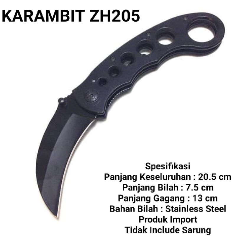 PISAU LIPAT ZH205 - PISAU KARAMBIT LIPAT HITAM - PISAU LIPAT 205 P196 BLACK FOLDING KNIFE ZH205 PISA