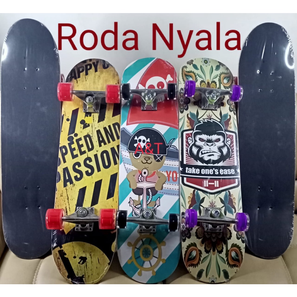 BISA COD PAPAN LUNCUR SKATEBOARD XL FULLSET DEWASA BESAR KAYU SKATE BOARD RODA NYALA