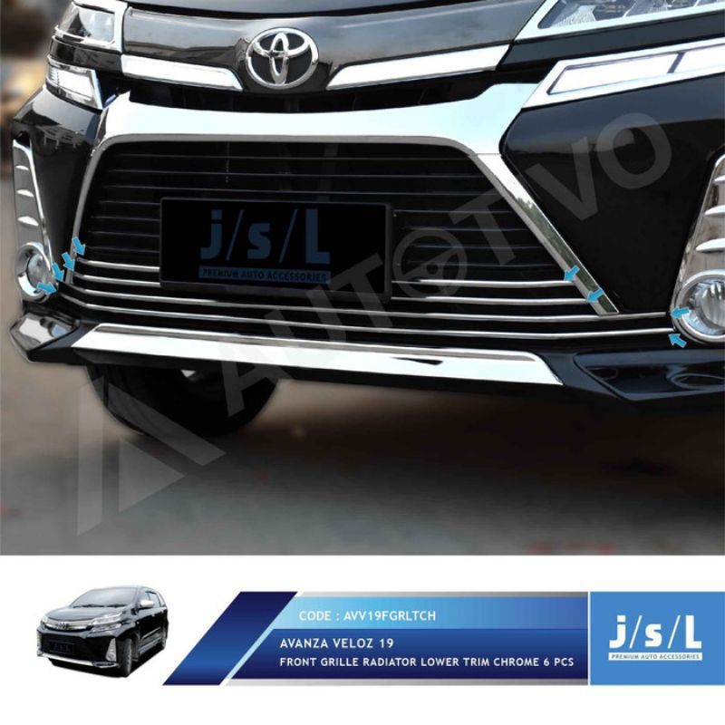 Lis Grill Radiator Avanza Veloz 2019 Cover Chrome 6PC