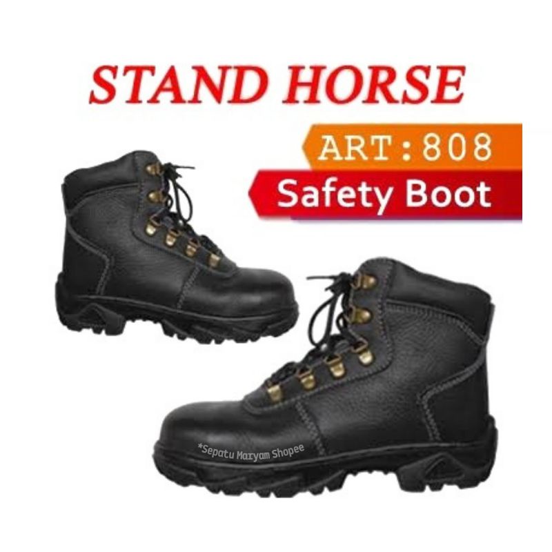 SEPATU SAFETY PRIA Kulit Asli Ujung Besi Safety Shoes Kitchen  STAND HORSE Sepatu Septy Proyek SNI
