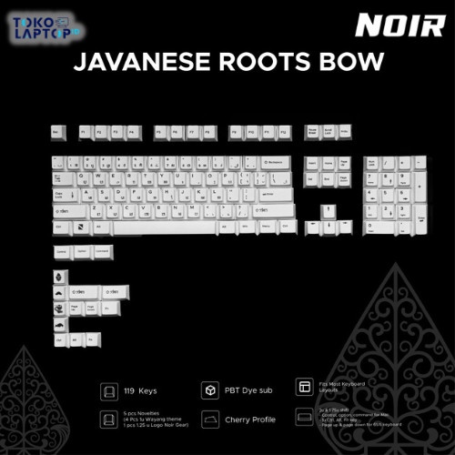 Noir Javanese Roots BOW Full Set Keycaps PBT Dye Sub Cherry Profile