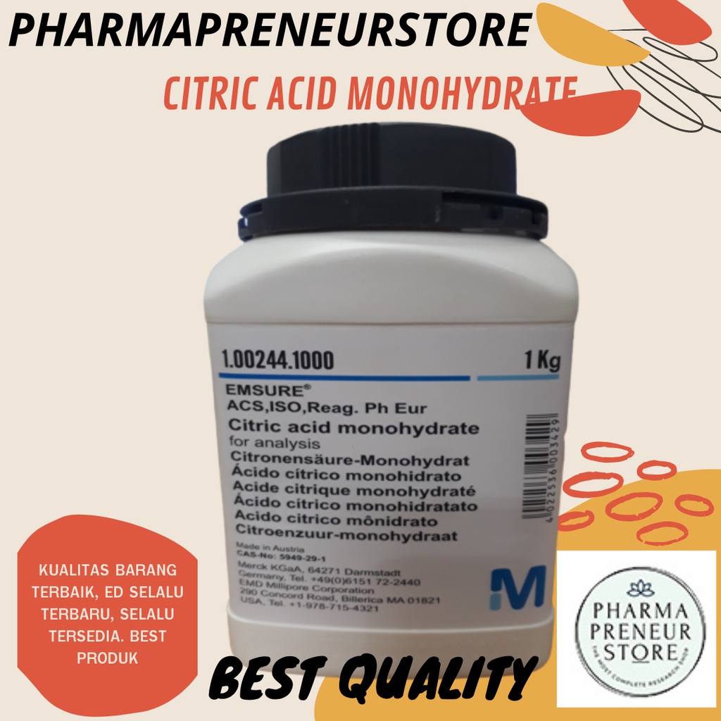 CITRIC ACID MONOHYDRATE / ASAM SITRAT PRO ANALISA 5 GRAM KEMASAN MERCK BEST QUALITY