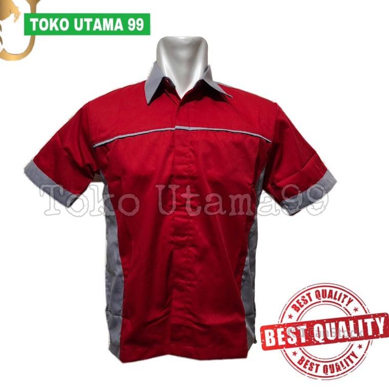 Jual Seragam kerja abu kombinasi biru- seragam karyawan, kantor