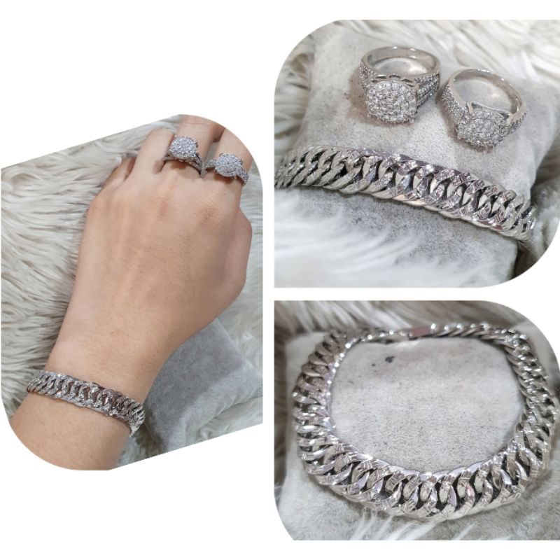 Gelang Cincin Silver Lapis Emas Premium Quality Anti karat anti alergi Bracelet Branded import 87299