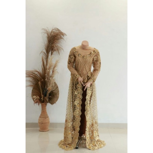 kebaya gaun pengantin gold