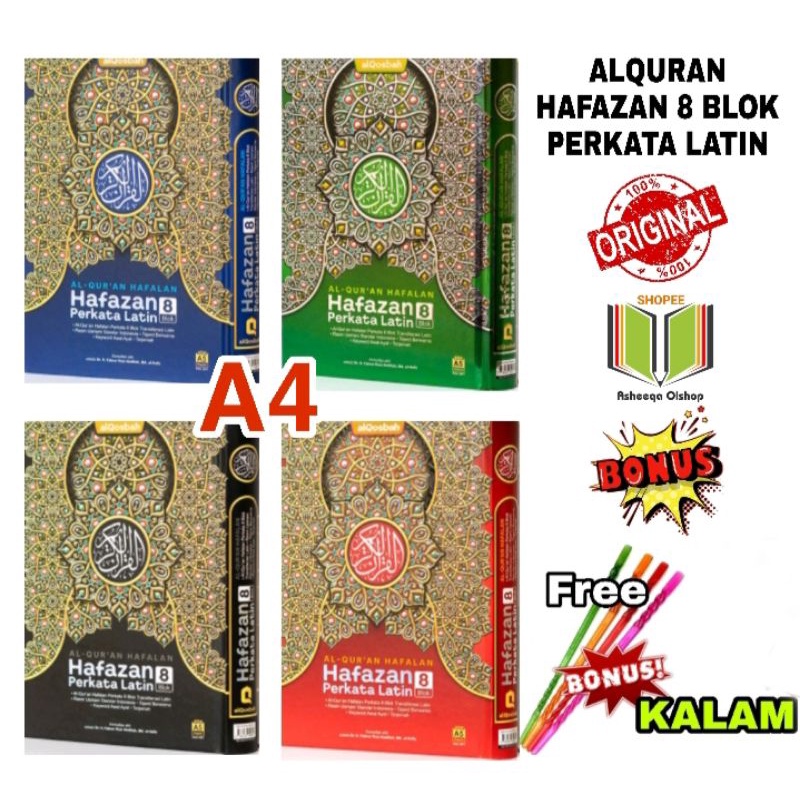 Alquran Hafazan 8 Blok Perkata Latin A4 /Alquran Hafalan