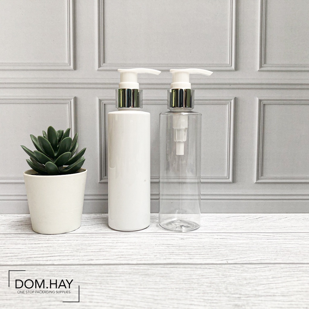Botol Plastik Pump Silver 150ml RF Dish Soap Sabun Body Hand Wash Shampoo Gel Oil Minyak Kemasan Pla