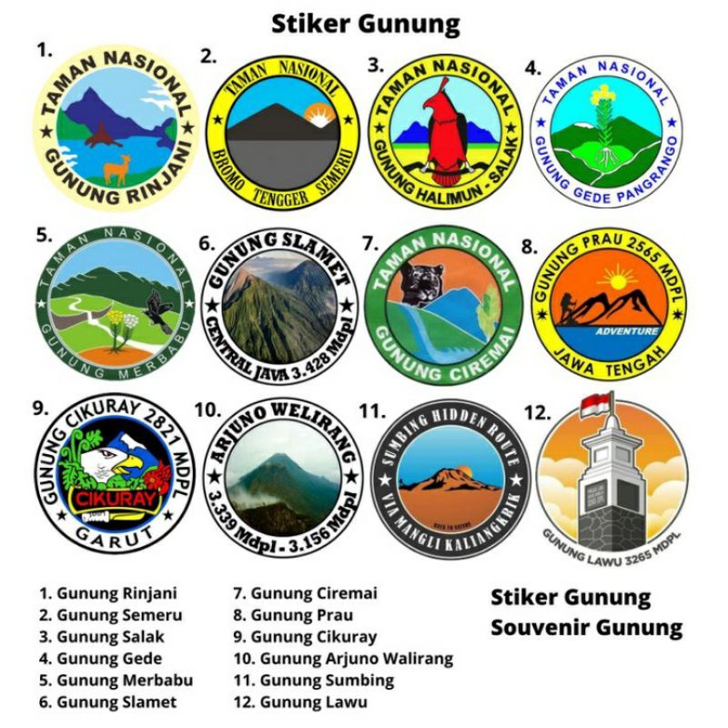 Stiker gunung / Stiker pendaki gunung / Stiker taman nasional /Stiker eiger