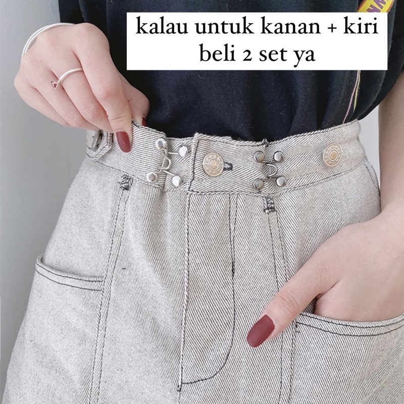 Kancing celana pengecil pinggang jeans longgar kebesaran model kait cantolan cetet button  lepas pasang bahan logamsnap jepret pengait