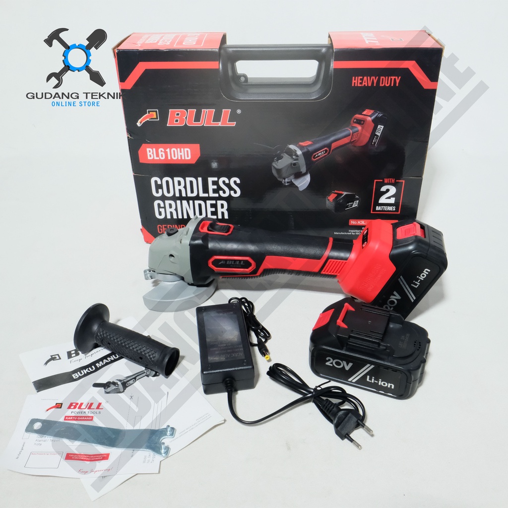 BULL BL610HD / Gerinda Tangan Gerinda Baterai 20V - Cordless Angle Grinder BL 610HD