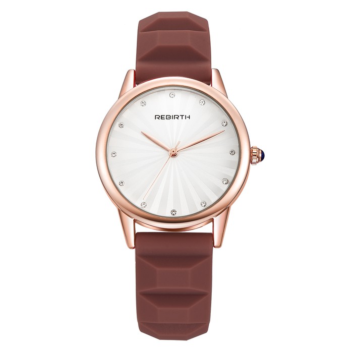Rebirth Jam Tangan Stainless Steel Bisnis waterproof watch - BrownWhite | WATCHYH