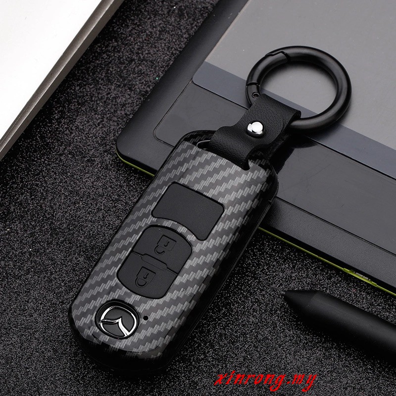MAZDA Casing Hard Case Carbon Fiber 2 / 3 / 6 / Cx3 / Cx5 / Cx8 / Cx9 3 Tombol Tanpa Kunci