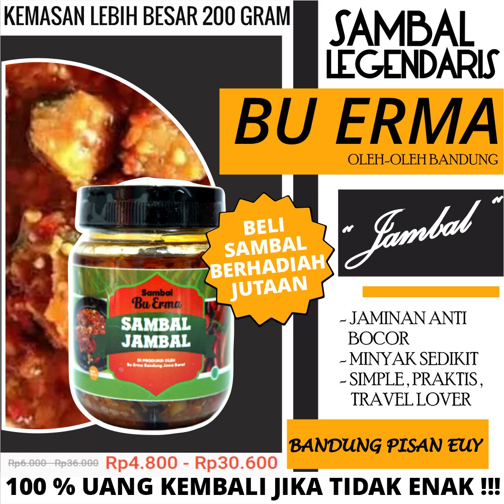 

MAKANAN INSTAN SAMBAL JAMBAL SAMBEL JAMBAL PEDAS SAMBEL SAMBAL ORIGINAL BANDUNG PROMO MURAH