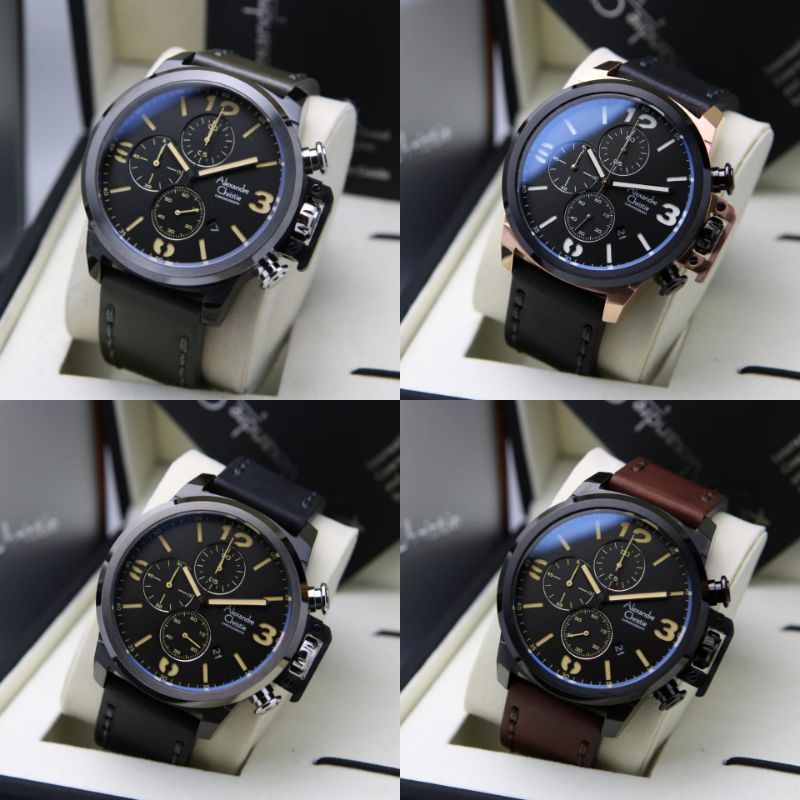 ALEXANDRE CHRISTIE AC 6280 AC6280 AC 6280MC PRIA ORIGINAL LEATHER STRAP BROWN BLACK ARMY